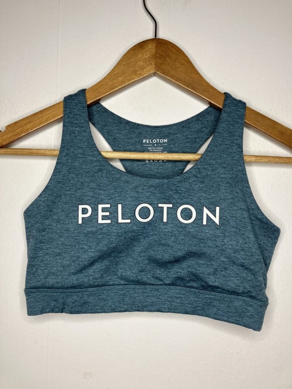 Peloton Women's Teal Heather Racerback Strappy Sports Bra Size S Small Yoga Gym